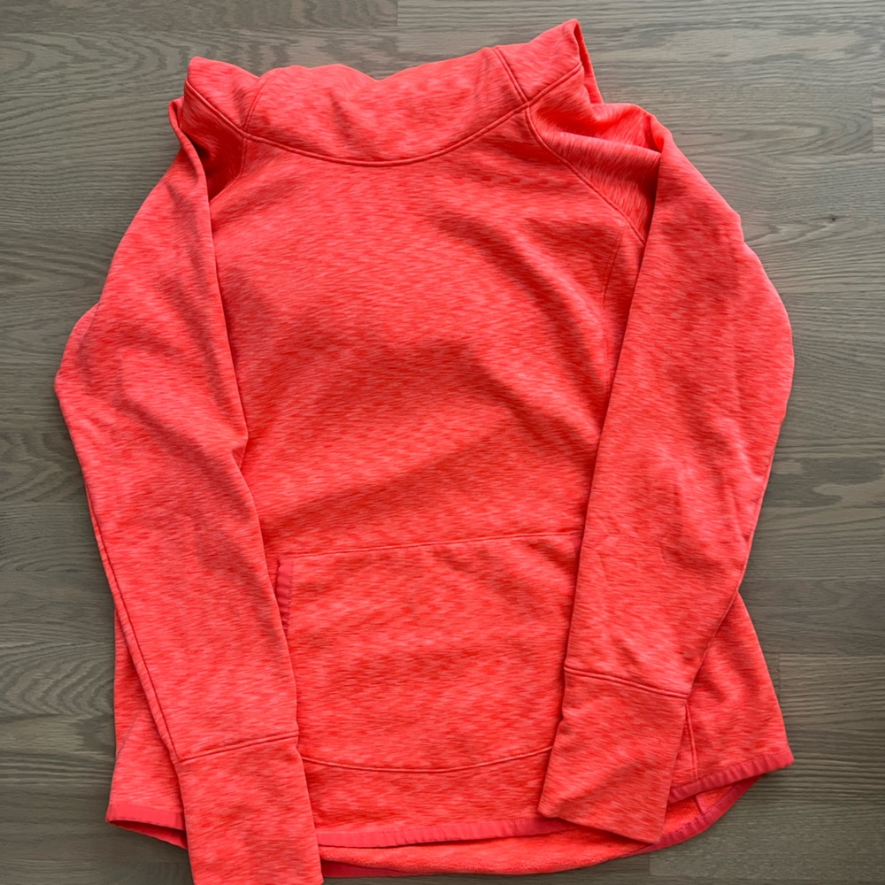 Athleta neon orange sweatshirt with hood size medium